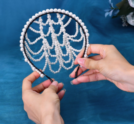Pearl Bridal Tiara with Forehead Decoration for Wedding and Special Occasions