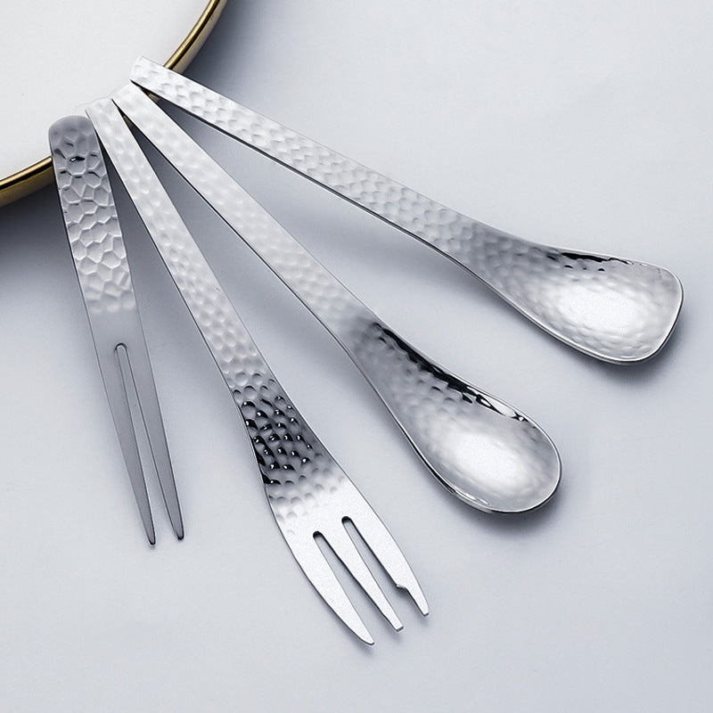 Japanese Style Stainless Steel Dessert Spoon Fork Set Kitchen Utensils