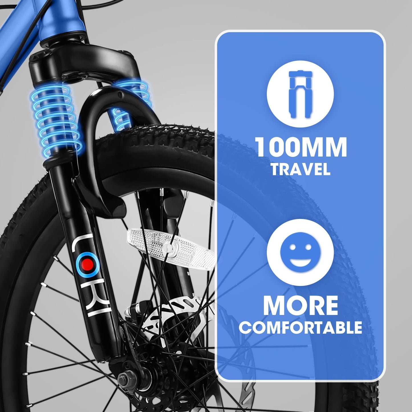 20 Inch Kids' Mountain Bike - 7 Speed, Front Suspension, Blue