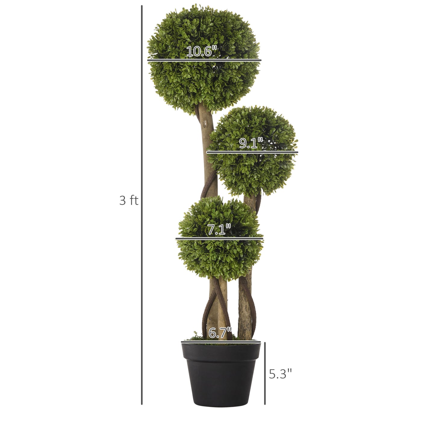 35.5" Artificial Boxwood Topiary Tree - Light Green