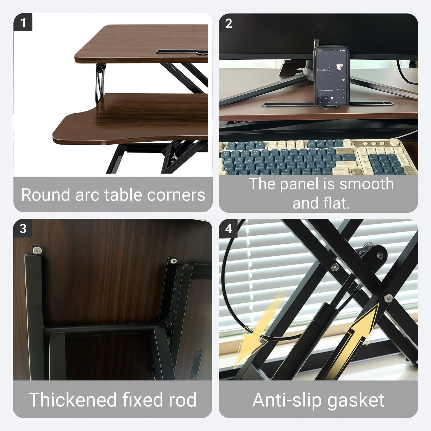 Height Adjustable 32-Inch Desk Converter Riser for Dual Monitors - Walnut