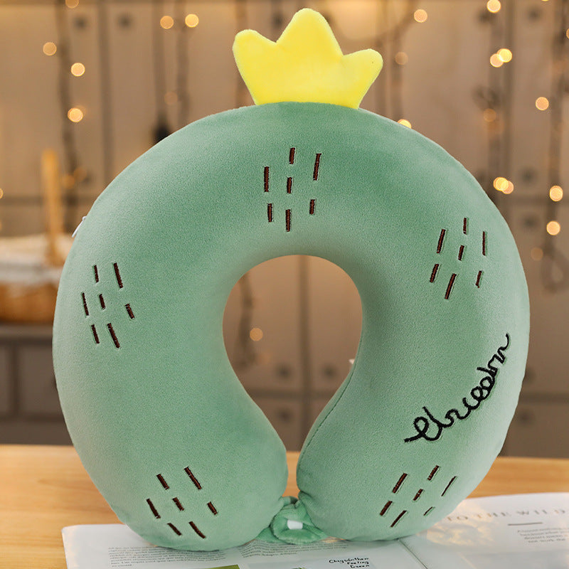 Cartoon Memory Cotton U-Shaped Cervical Pillow - Adjustable Colors