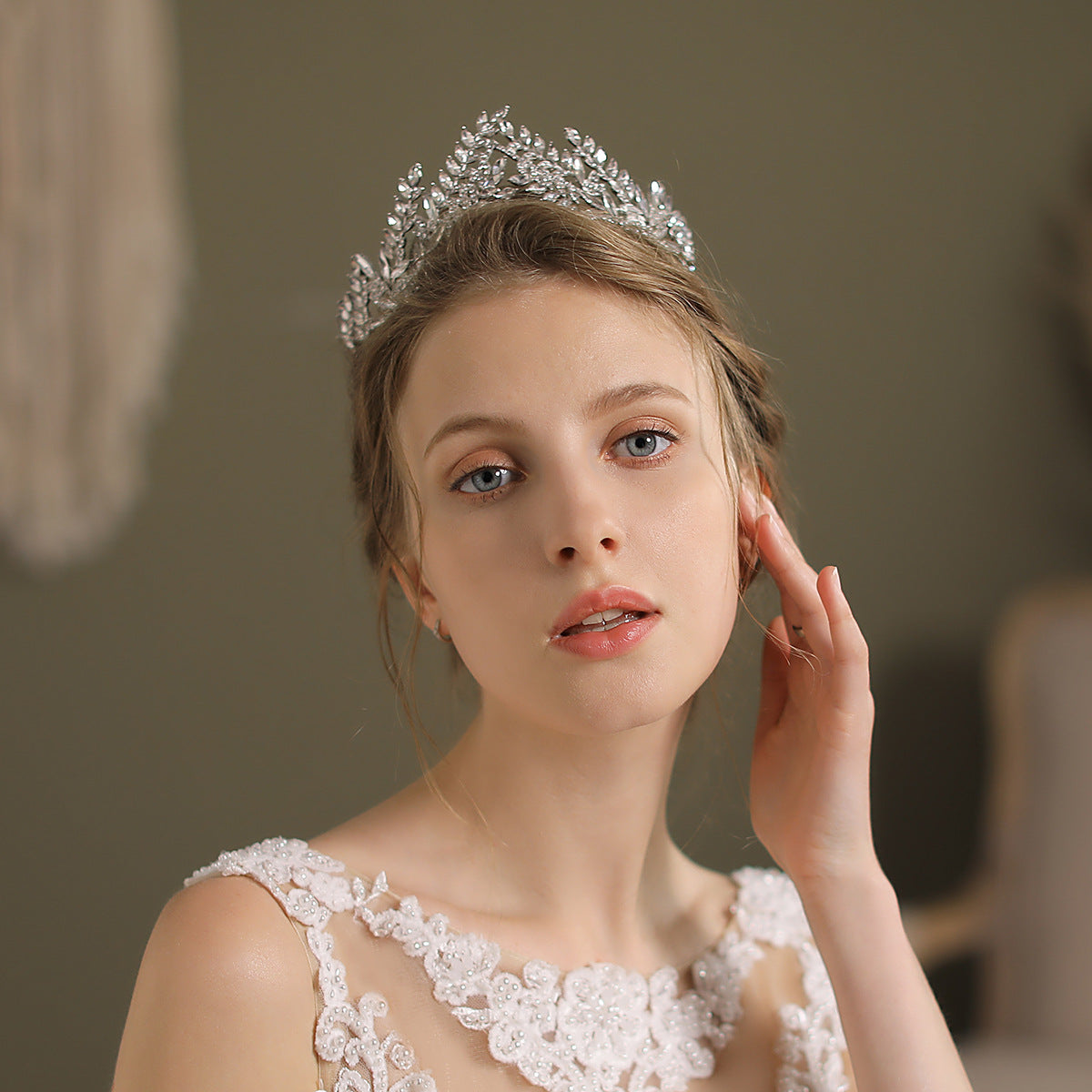 Silver Alloy Rhinestone Bridal Crown