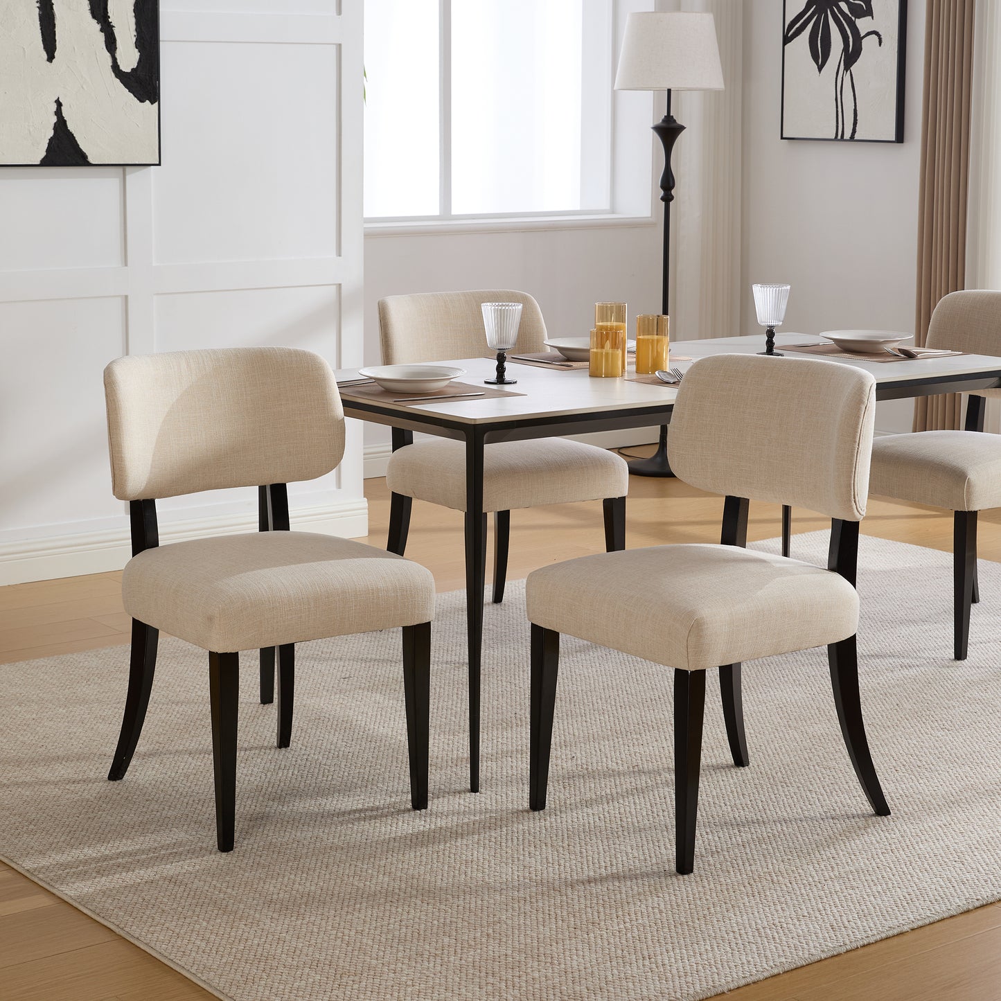 Modern Upholstered Dining Chairs Set of 2 - Cream