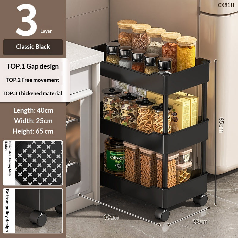 Multi-Layer Rolling Storage Cart with Wheels for Kitchen Bathroom Organization