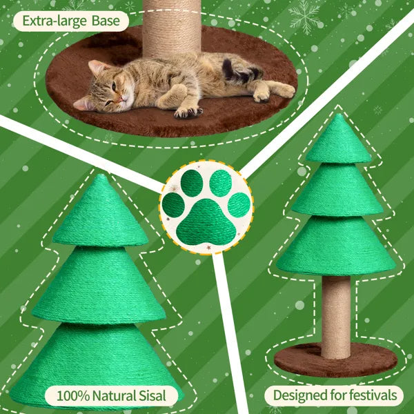 Christmas Tree Cat Scratcher Tower - 31.5in Sisal Scratch Post