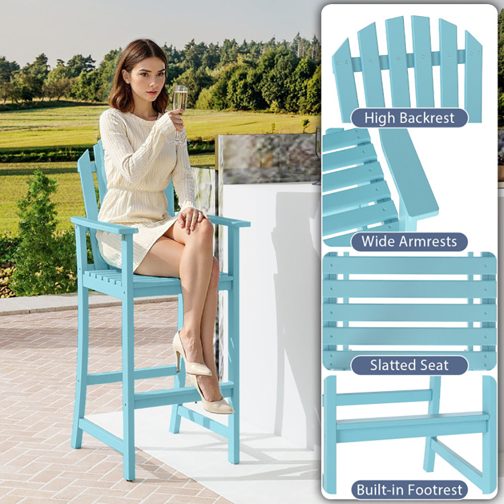 Tall Adirondack Chair With Armrests And Footrest Acacia Wood For Deck