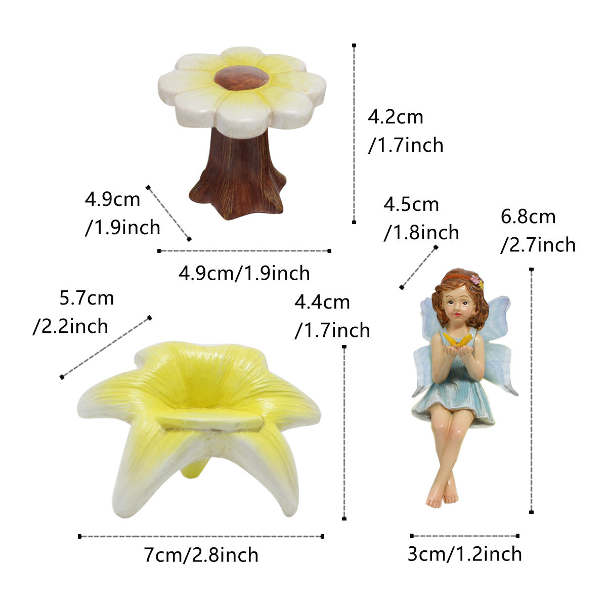 Outdoor Floral Stool with Flower Fairy Decor - Garden & Patio Accent