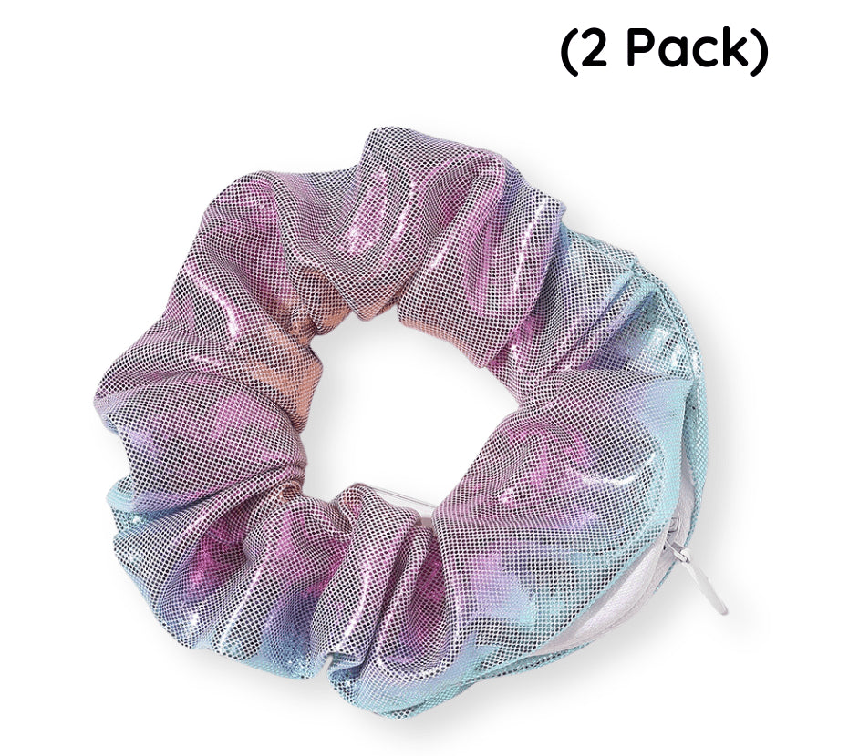 European & American Printed Satin Hair Ring with Zipper - Large Intestine Style