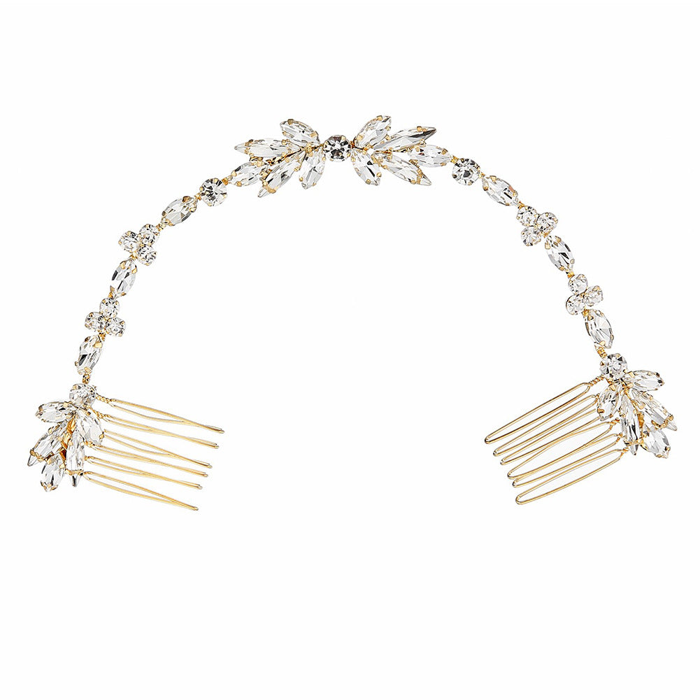 Crystal Flower Hair Comb - Handmade Bun Accessory