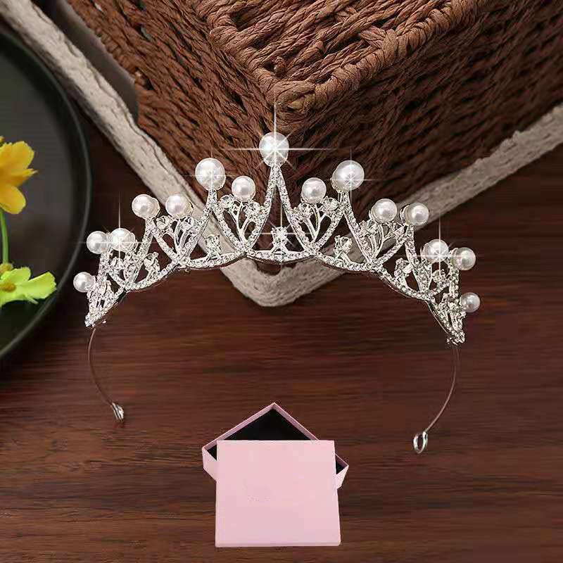 Pearl Bridal Tiara Crown - Silver Alloy Wedding Headpiece