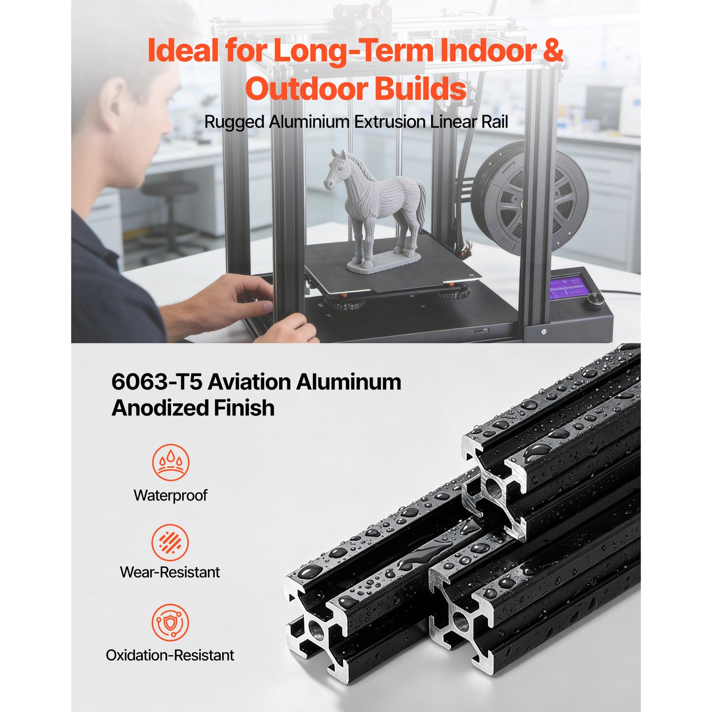 Aluminum Extrusion Profile 48 Inch T Slot Linear Rail for 3D Printer & CNC DIY