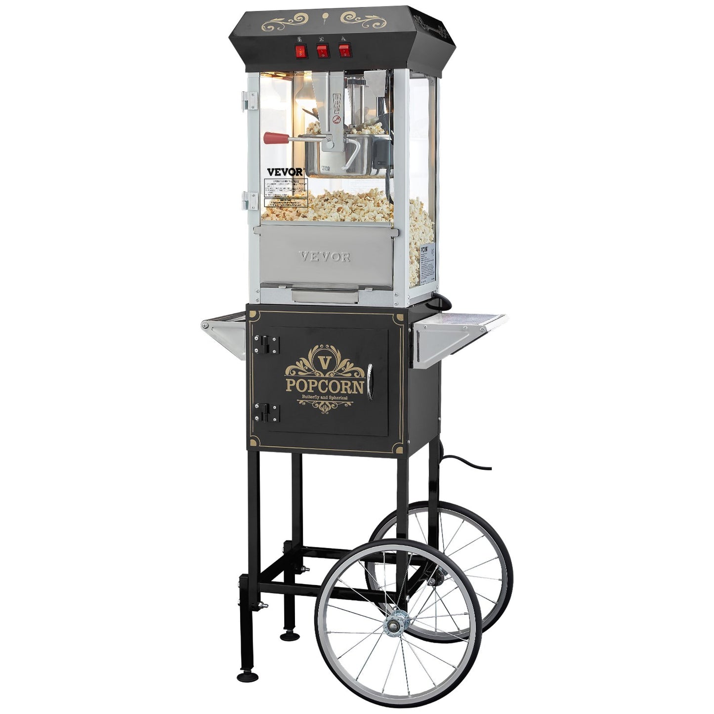 Commercial Popcorn Maker with Cart 850W 8 Oz Capacity for Events & Stores