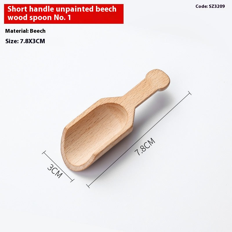 Unpainted Solid Wood Tea Spoon Set - Multiple Styles, Kitchen Utensils
