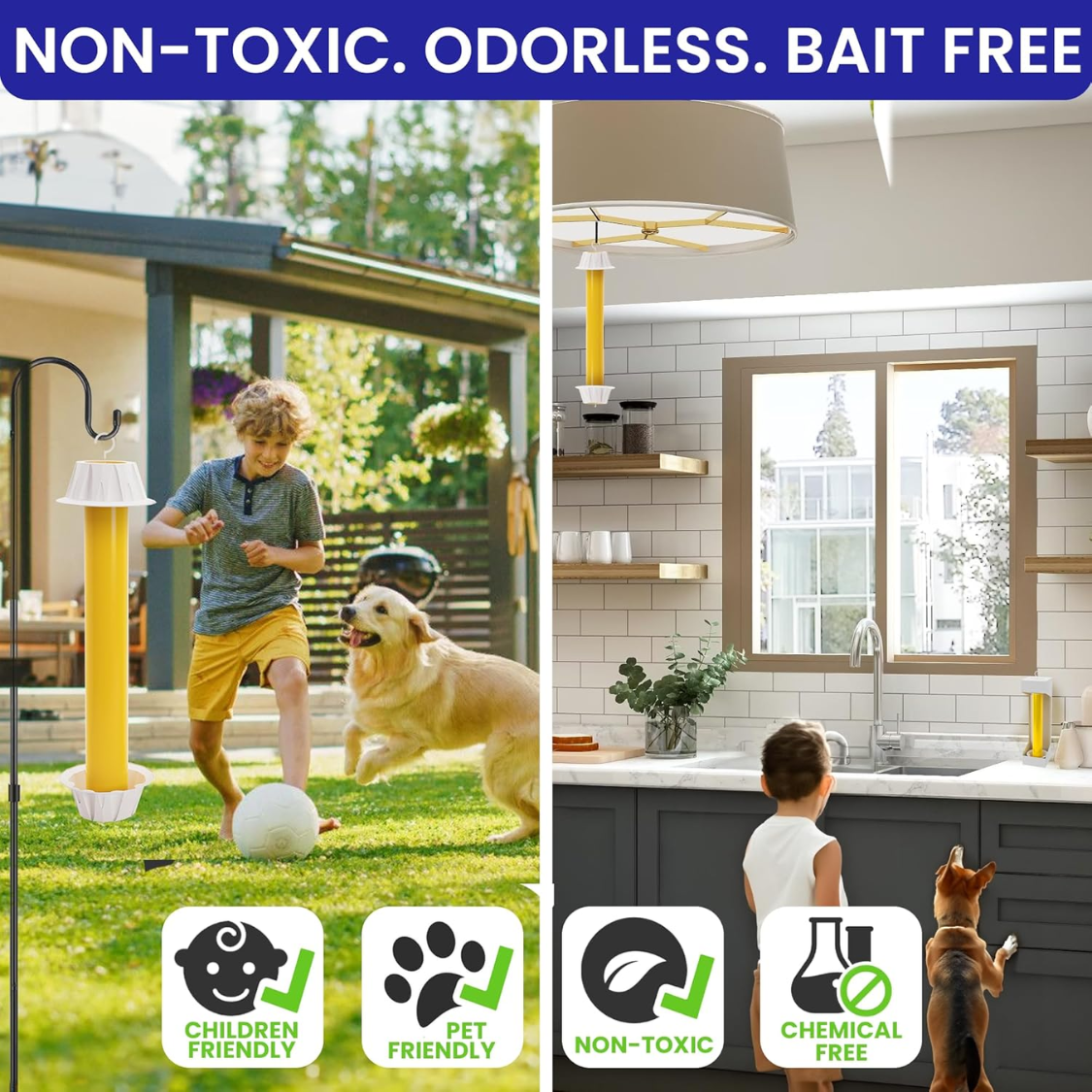 Super Sticky Fly Traps - Indoor & Outdoor 4-Pack, Non-Toxic