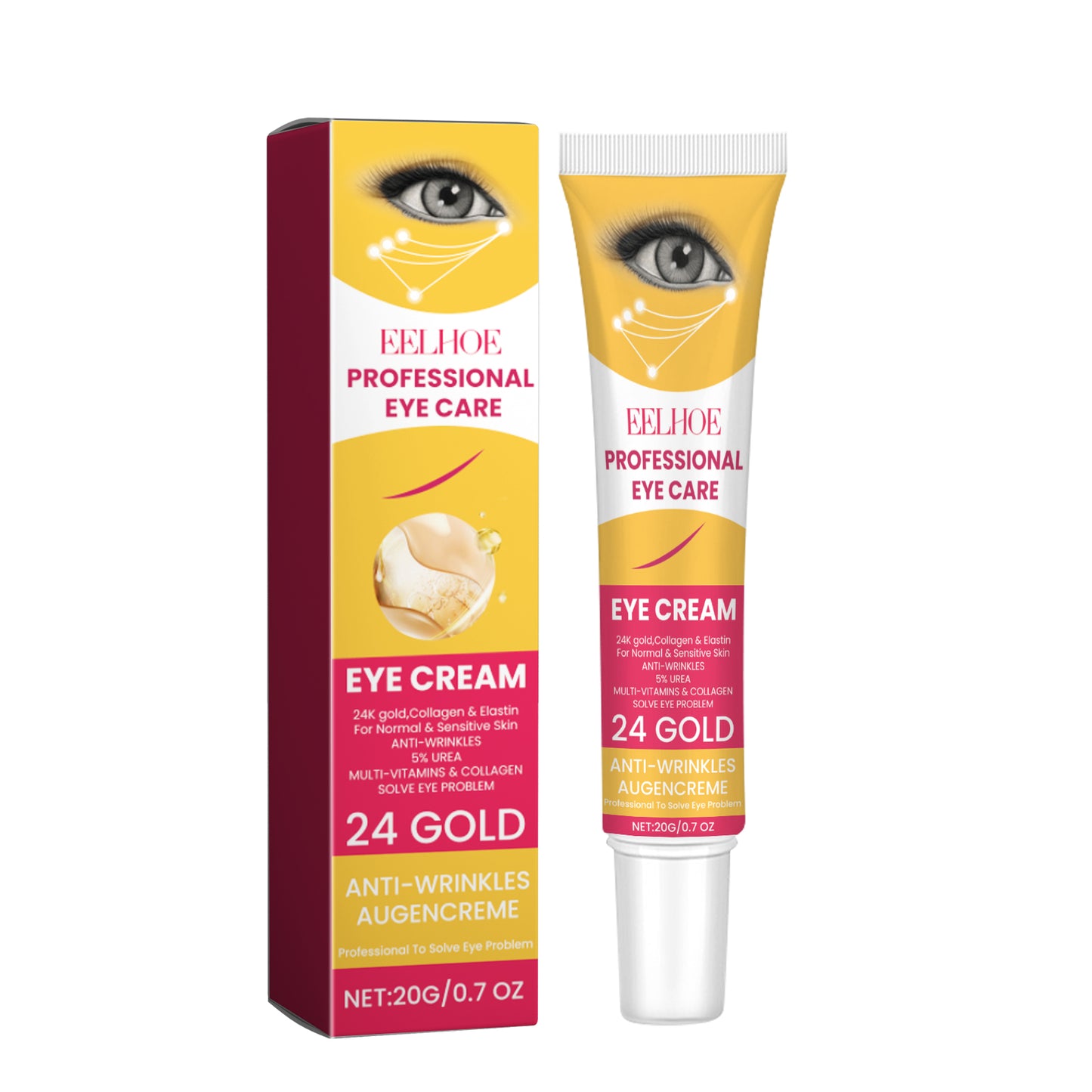 Anti-Aging Eye Cream with Collagen & Gold - Moisturizing & Firming Treatment