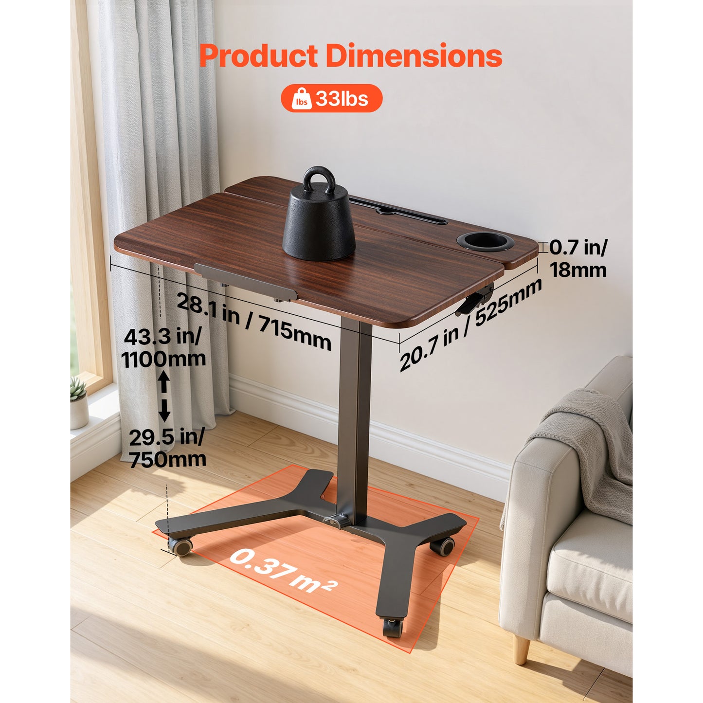 Adjustable Standing Desk with Tilting Desktop - 28x21 Inch Sit-Stand Workstation