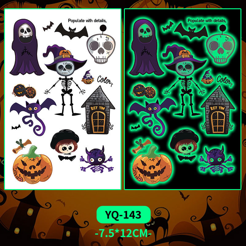 Glow-in-the-Dark Colorful Tattoo Stickers for Halloween & Parties