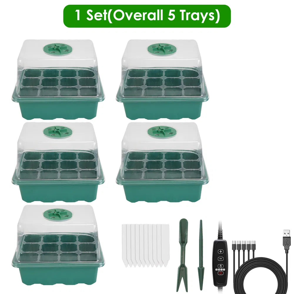 Seed Starter Tray Kit with Grow Light and Humidity Dome