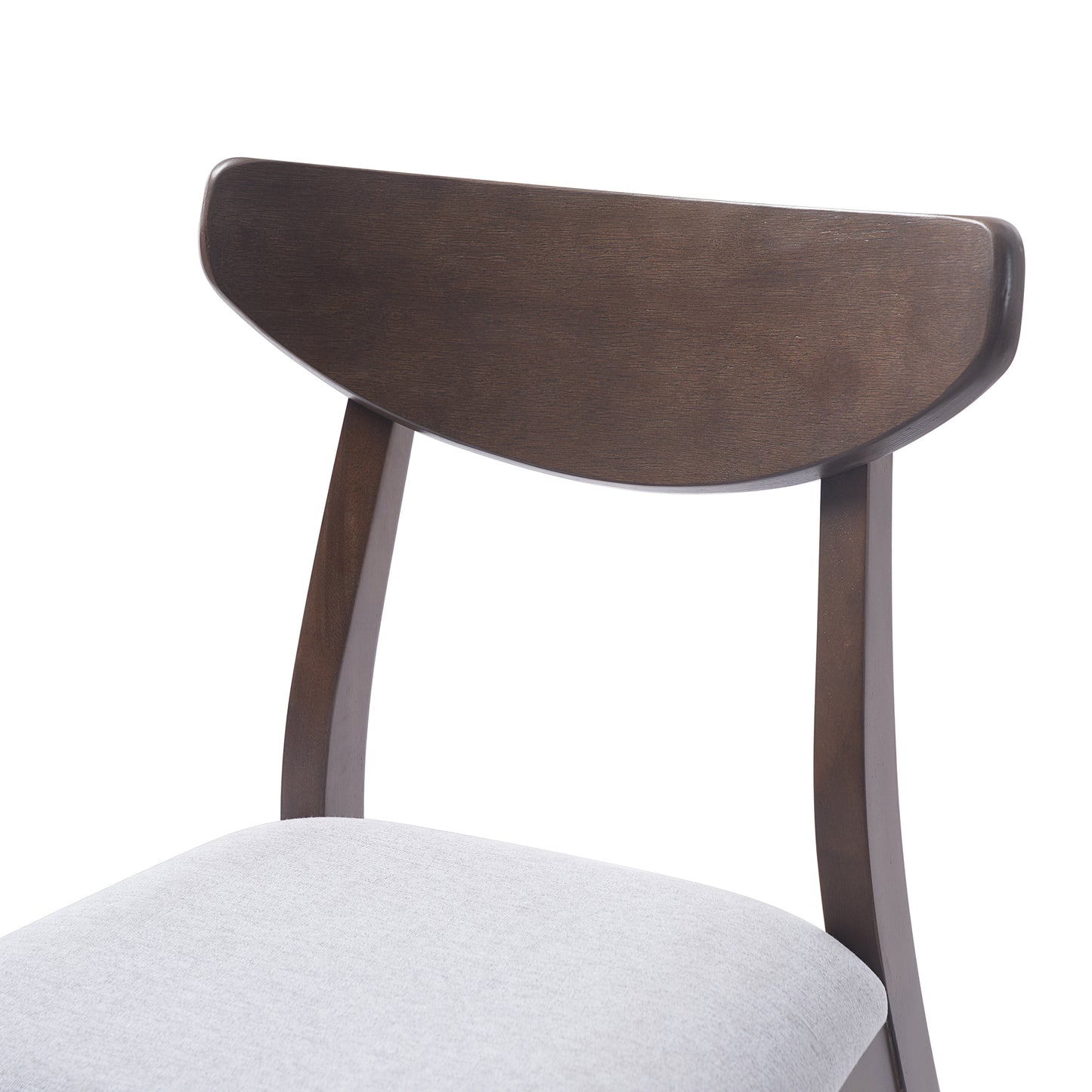 Set of 2 Modern Scandinavian Dining Chairs - Gray Fabric & Brown Wood