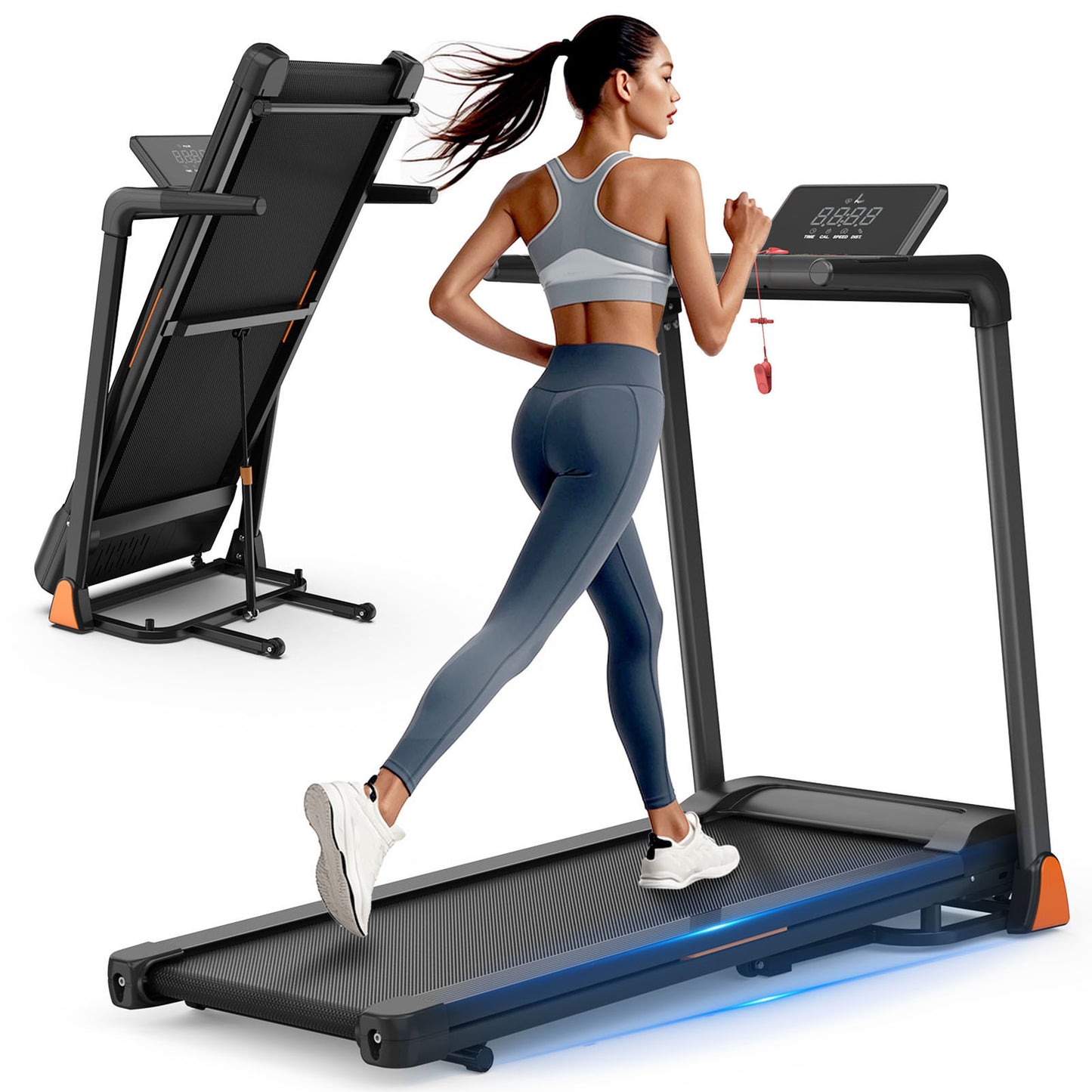 Folding Treadmill - 3.5 HP, 330 lbs Capacity, LED Display