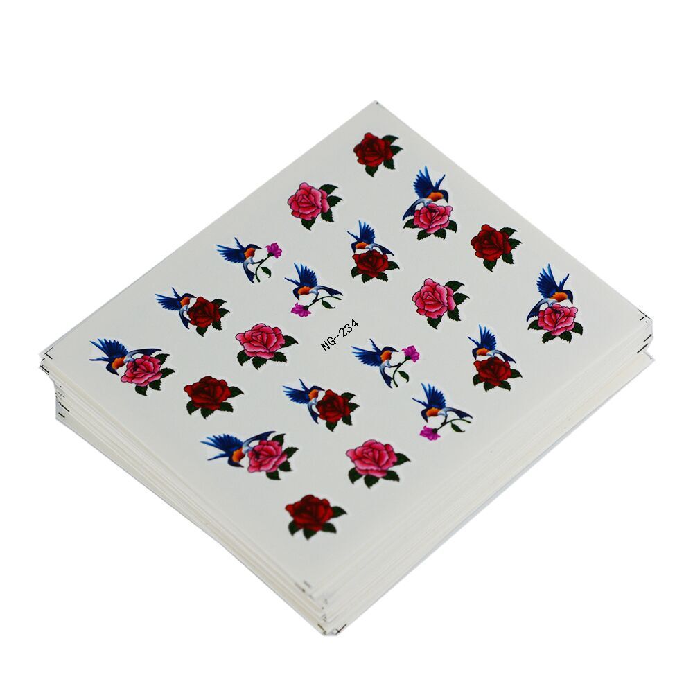 Waterproof Nail Stickers Butterfly Flower Feather Watermark Set - Non-Repetitive