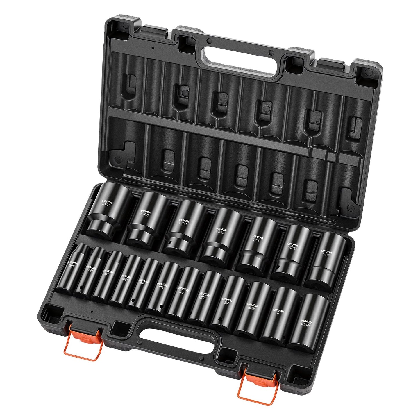 19-Piece Impact Socket Set with Deep 6-Point Sockets – 1/2 Inch Drive, Rugged Cr-V Construction