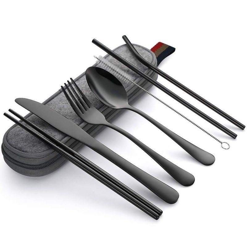 Titanium-Plated Stainless Steel Portable Tableware Set for Home & Dining