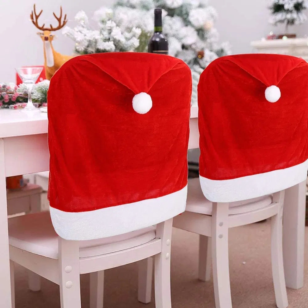 4-Pack Red Dining Chair Slipcovers for Christmas Decoration