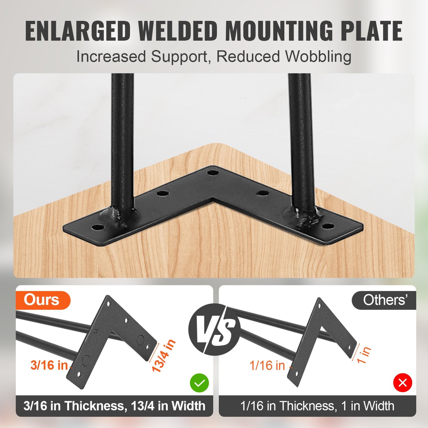 Heavy Duty 28-inch Metal Table Legs Support 500lbs - Black, 4PCS