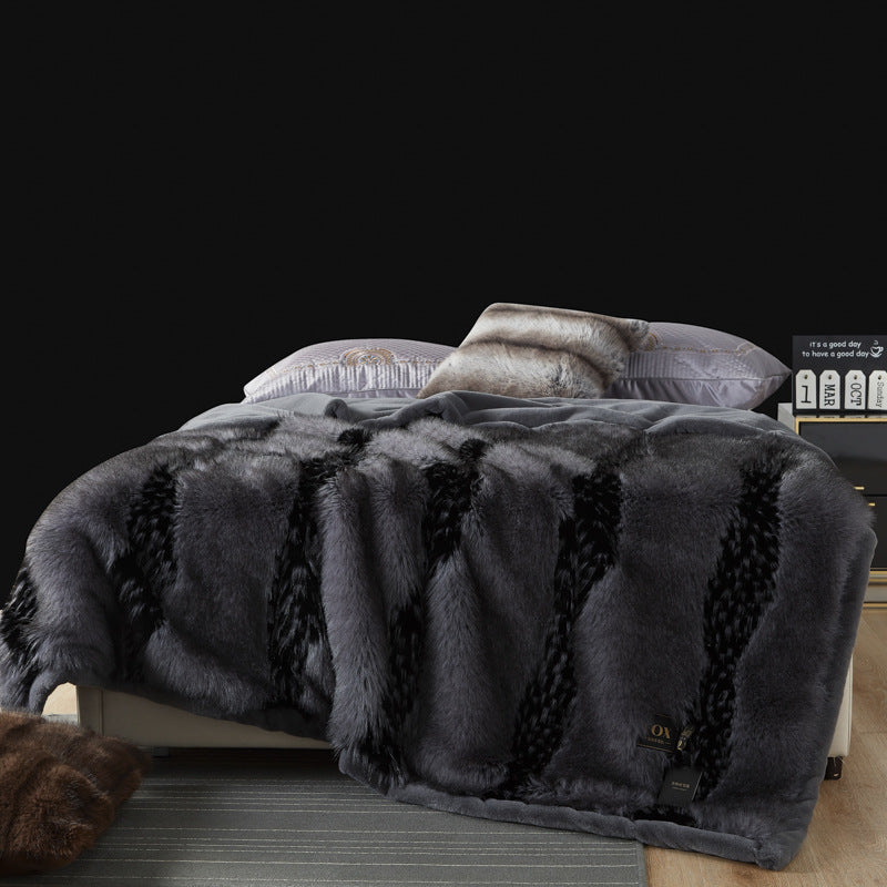 Faux Fox Fur Winter Throw Blanket for Sofa - Soft, Plush Home Decor