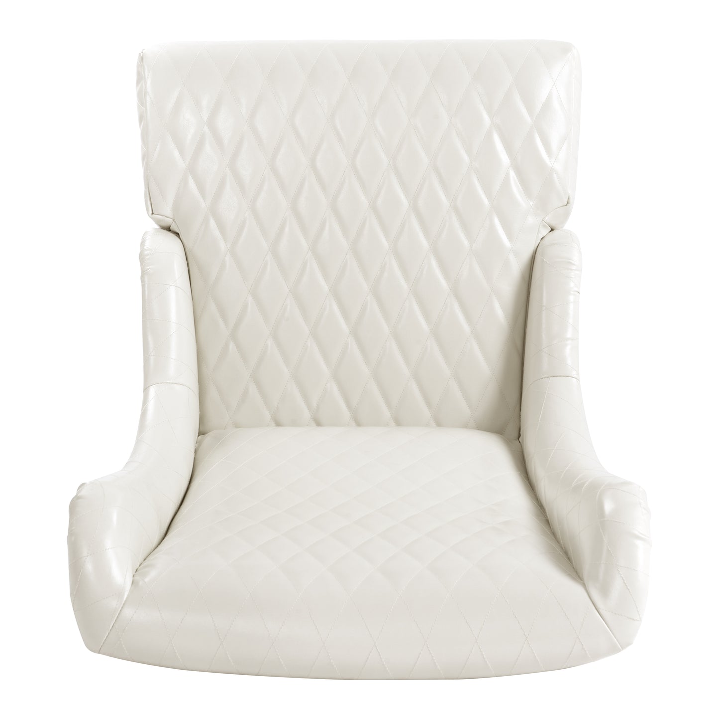 High-Back Faux Leather Accent Chair - White Wingback Design