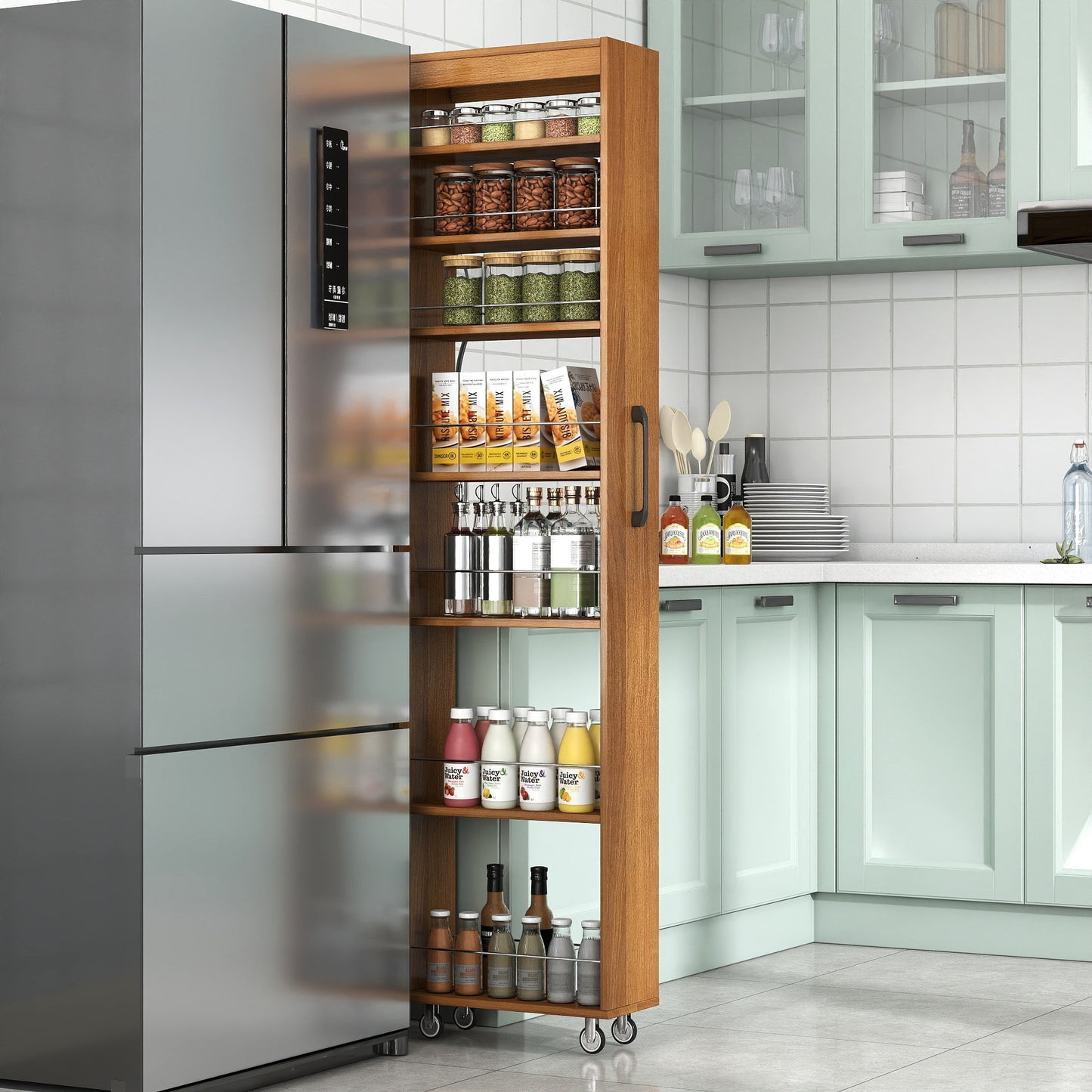 7-Tier Multi-Functional Open Shelf - Oak Storage Unit