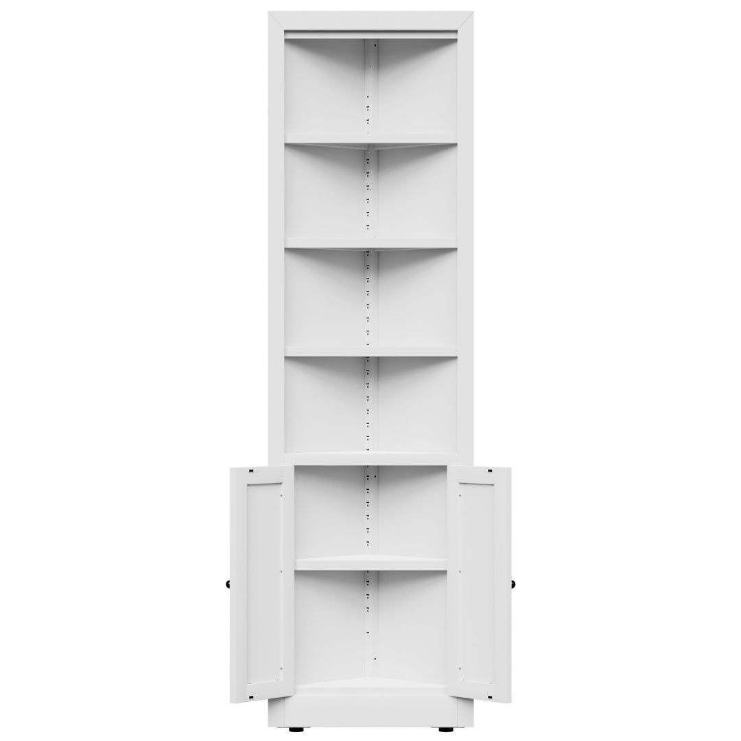 71in Tall Corner Storage Cabinet With 2 Doors, 5-Tier Metal