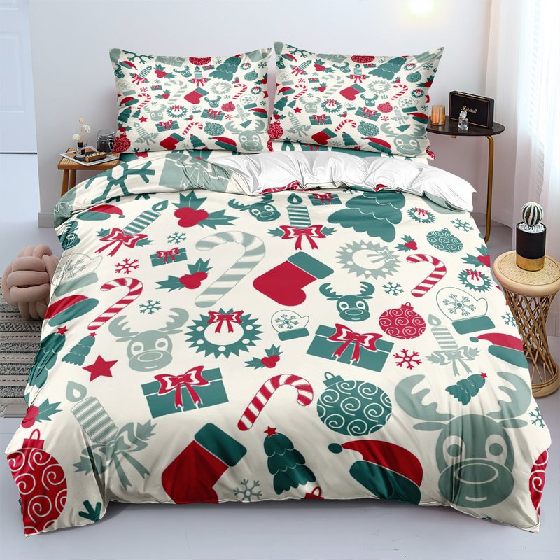 Christmas Series Bedding Set Multiple Sizes & Patterns - Three-Piece Polyester Cotton