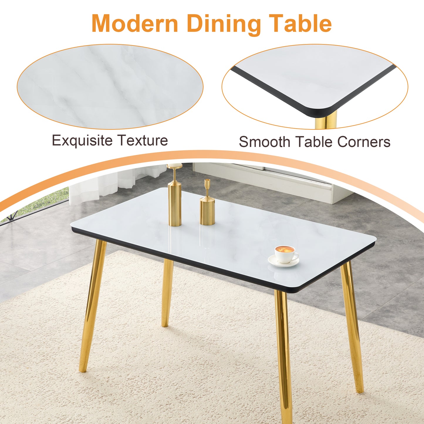 Modern Minimalist Rectangular Dining Table, Suitable For 4-6 People.