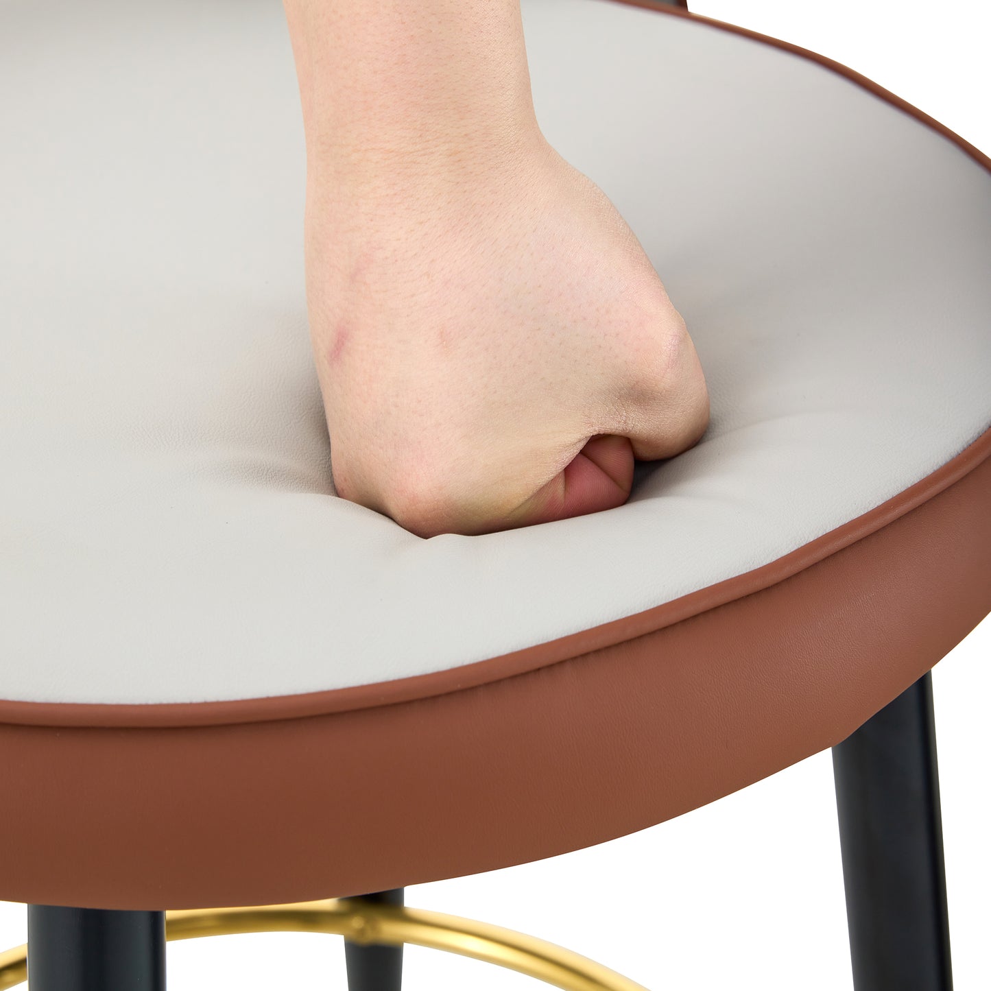 360 Rotatable Bar Chair.Modern Brown And Light Gray Spliced Color PU
