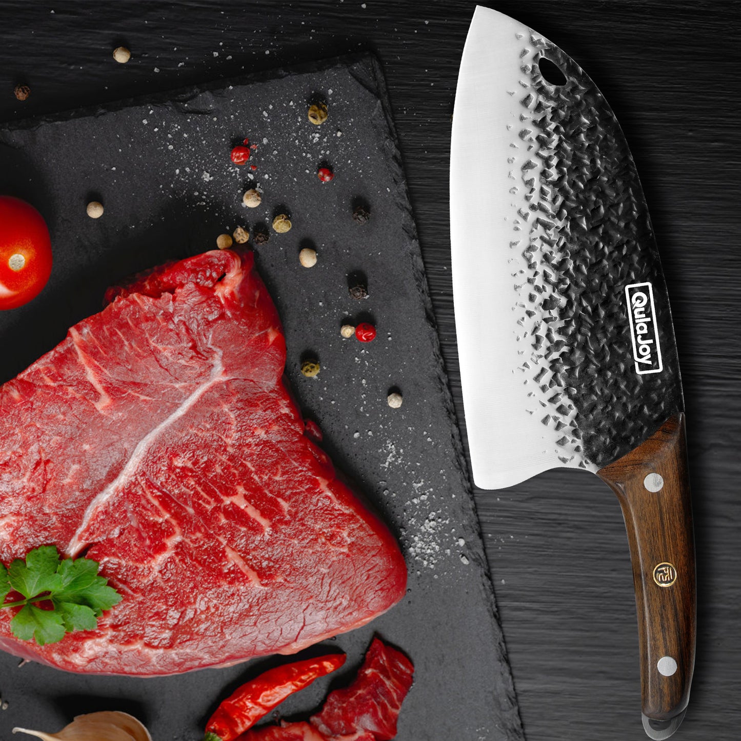 High Carbon Stainless Steel Meat Cleaver Knife - 7.3 Inch Professional Chef Knife