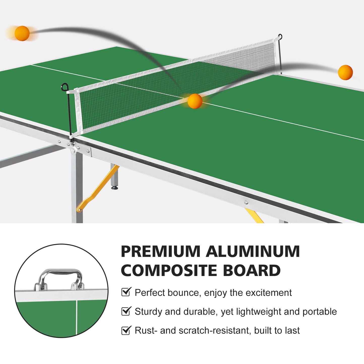 6FT Foldable Table Tennis Table Set - Green with Net, Paddles & Balls