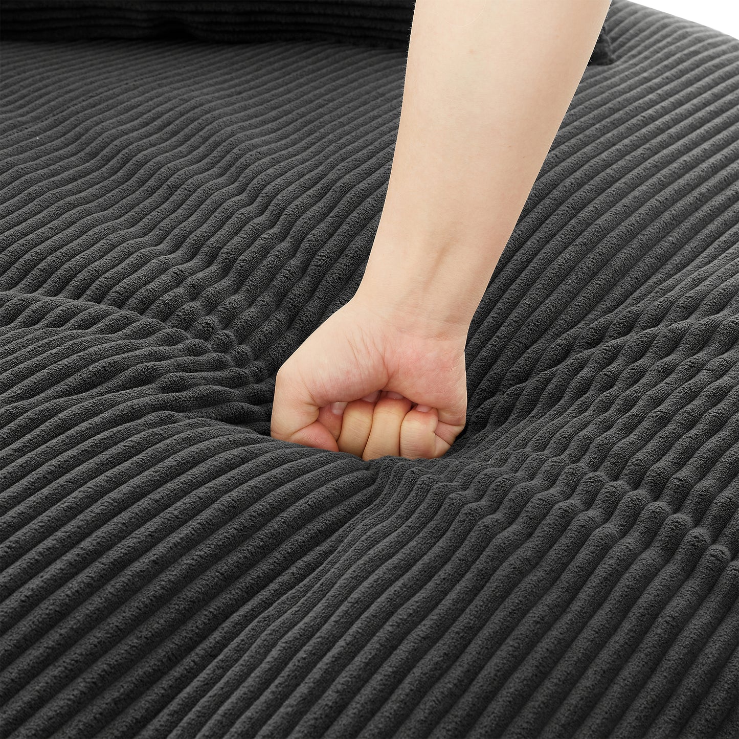Oversized 360° Swivel Chair with Dual-Layer Cushions - Black
