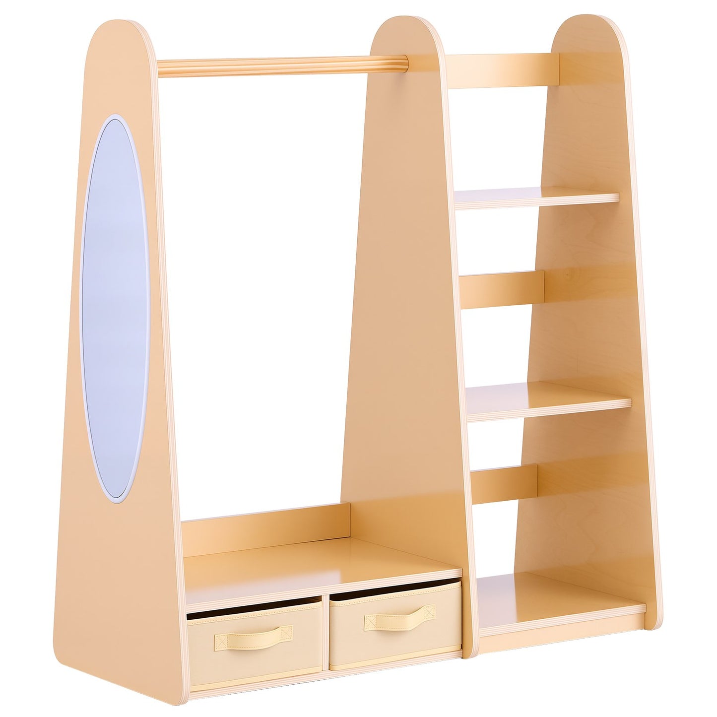 Kids Dress Up Storage Closet with Mirror and Shelves - Toddler Wardrobe Organizer