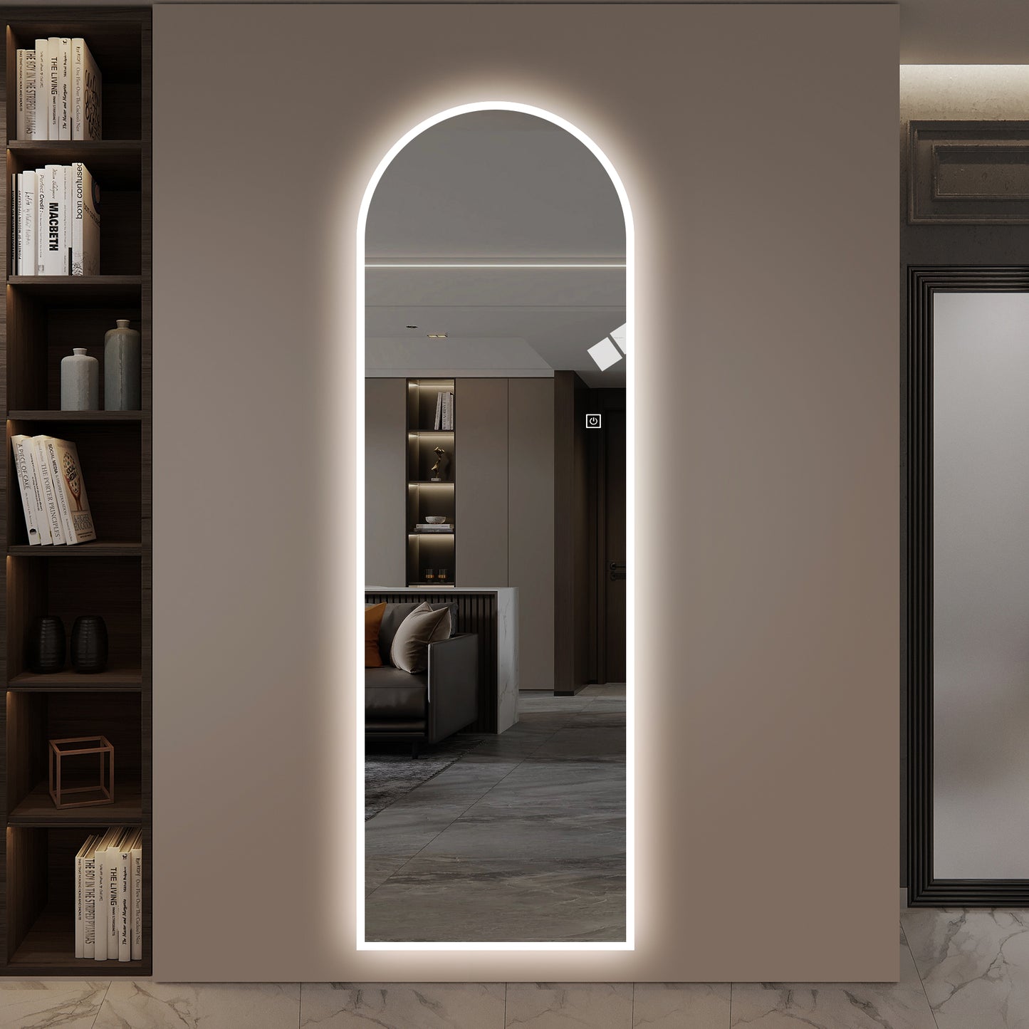 LED Full Length Wall Mirror - 65" x 21" with Dimmable Lighting