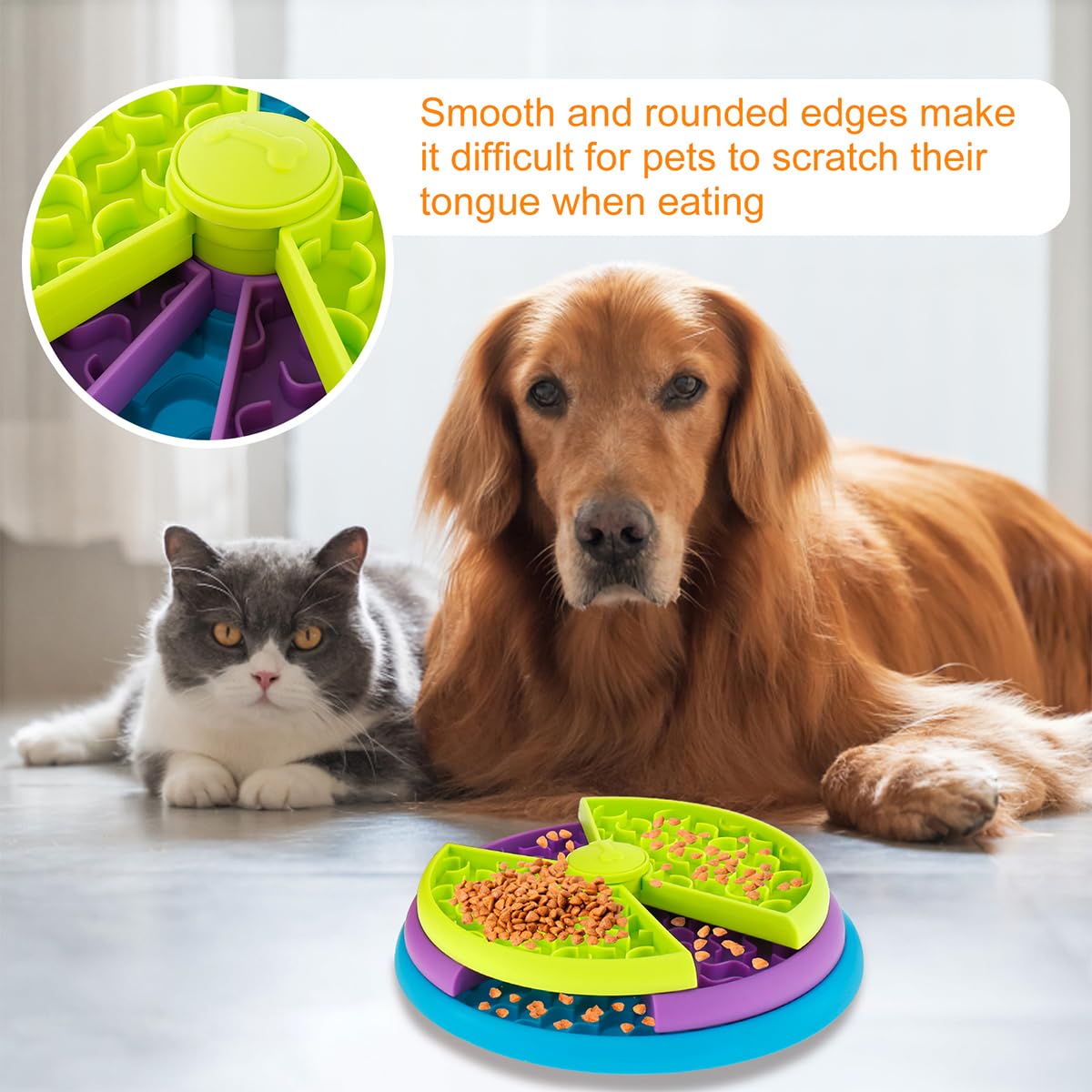 Pet Slow Feeder Bowl with Puzzle & Lick Mat for Medium & Large Dogs - Green