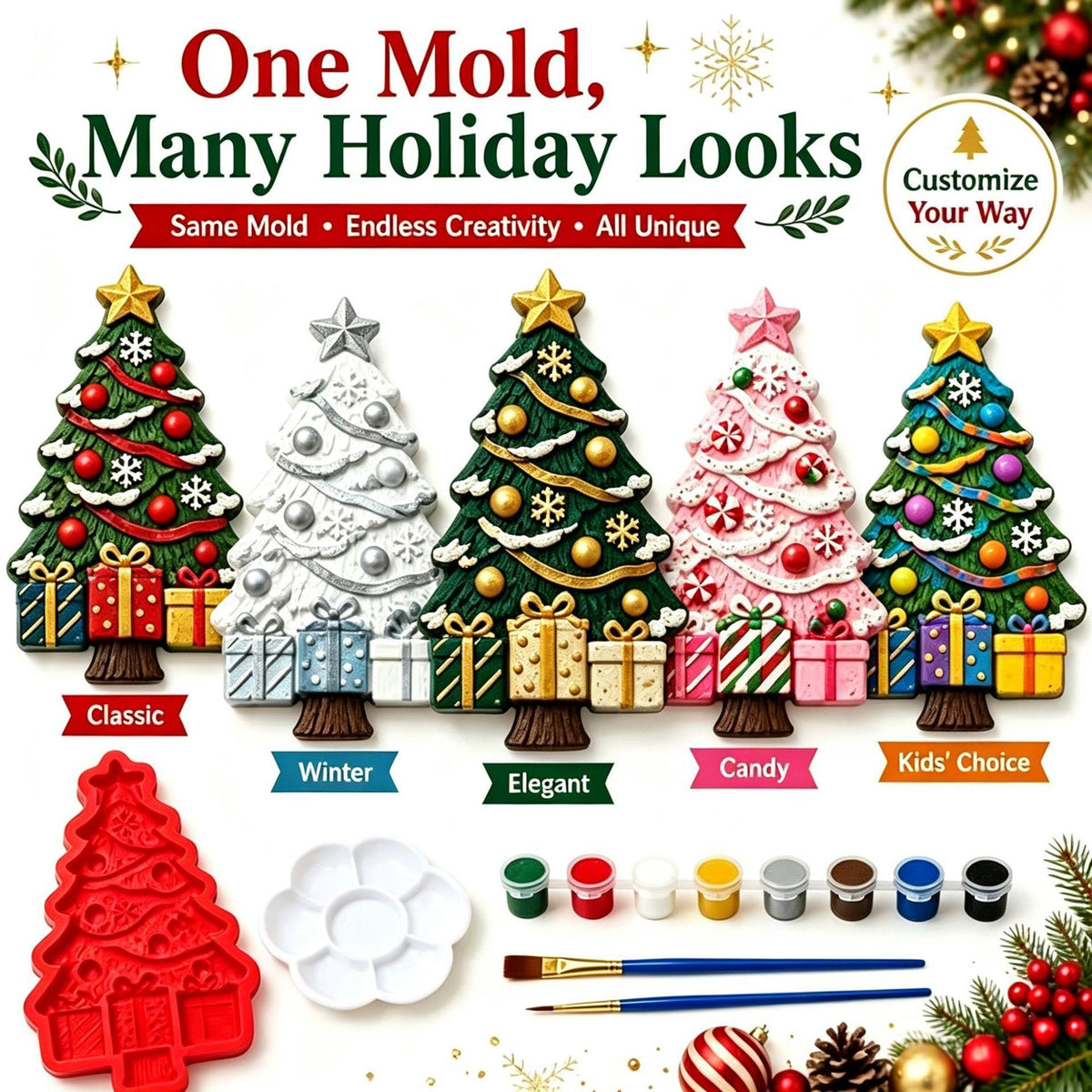 DIY Christmas Tree Mold and Painting Craft Kit - Home Decor