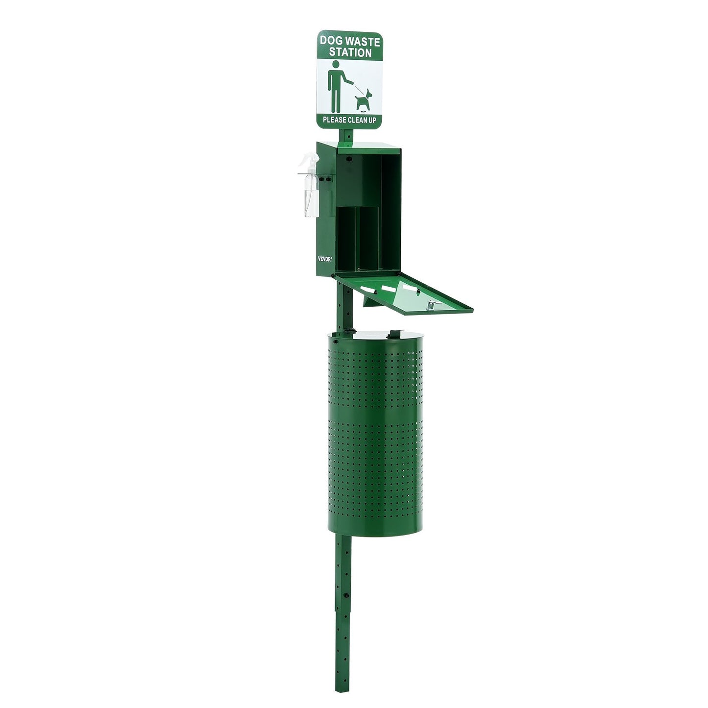 Dog Waste Station with 600 Poop Bags, Large 11.5-Gallon Trash Can, Green