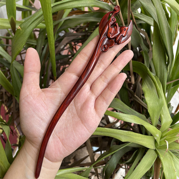 Ebony Antique Carved Hairpin