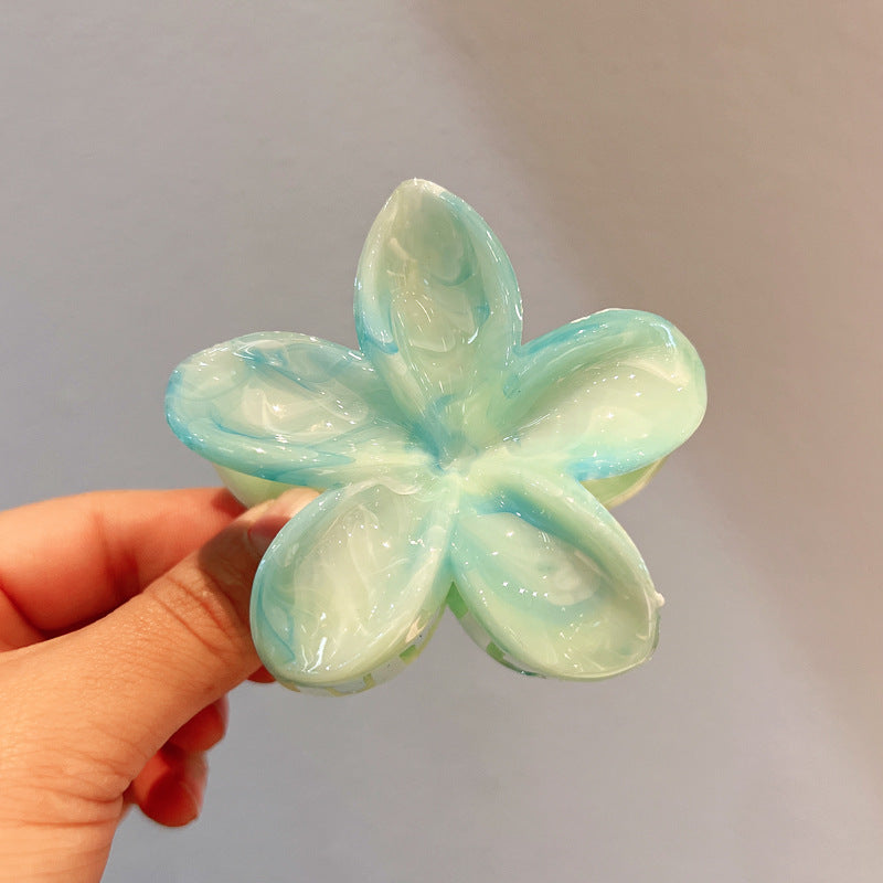 8cm Hair Barrette with Marble Blooming Pattern for Women - Multiple Colors