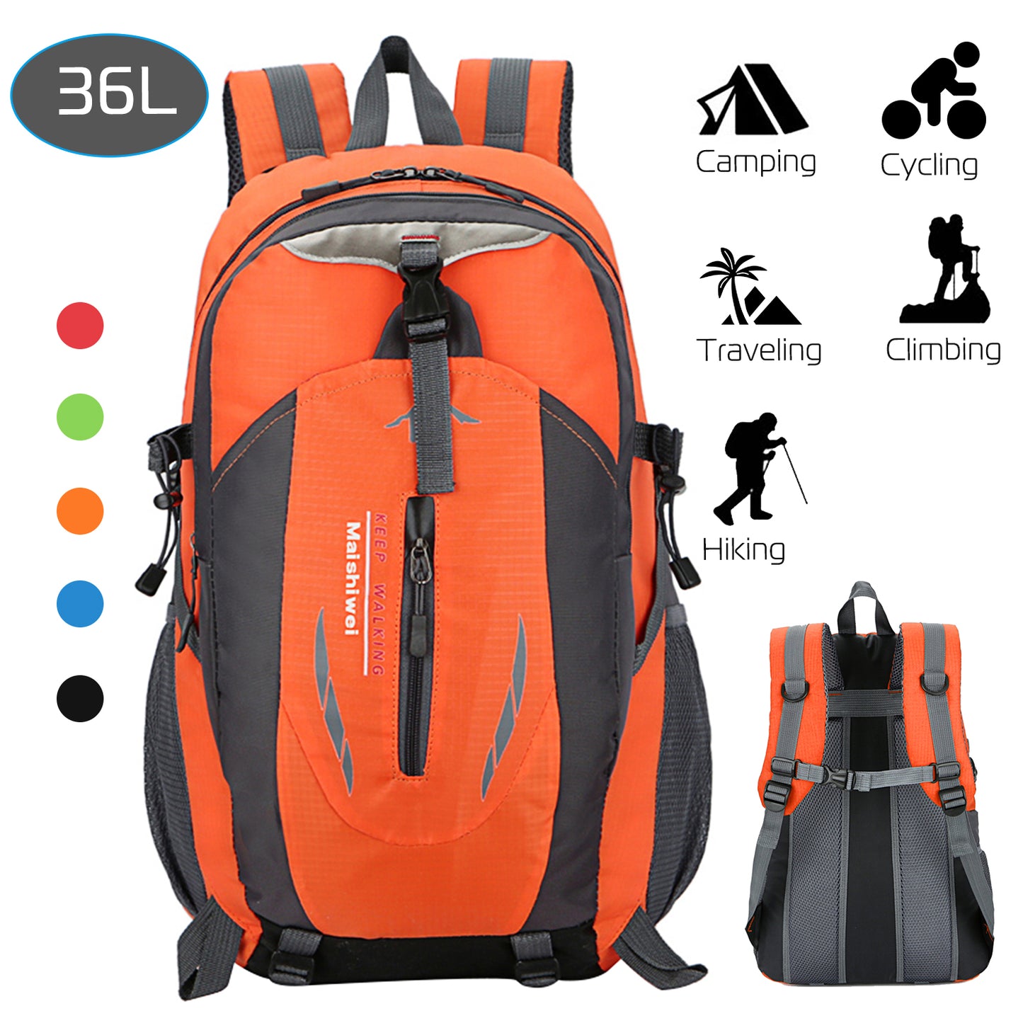 36L Waterproof Outdoor Backpack - Lightweight Daypack