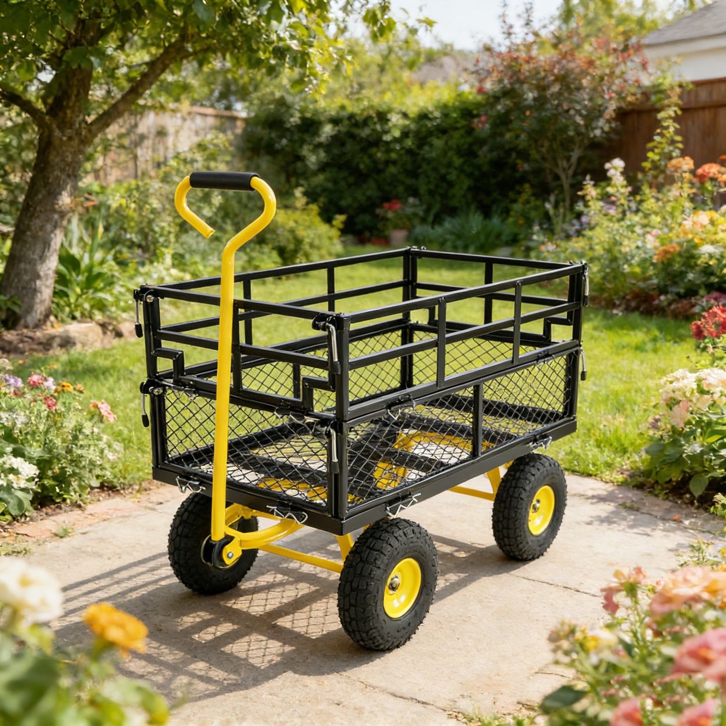 Wagon Cart Garden Trucks Make It Easier To Transport Firewood Yellow