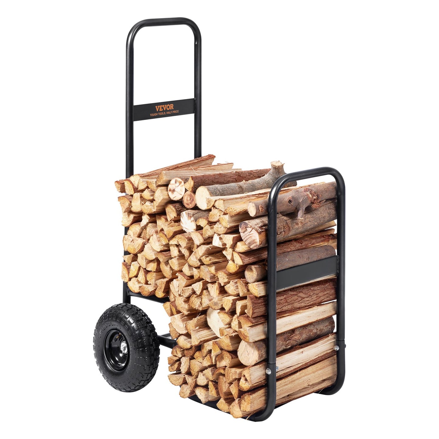 Heavy Duty Firewood Log Cart with 250 Lbs Capacity - Outdoor Indoor Wood Storage & Transport